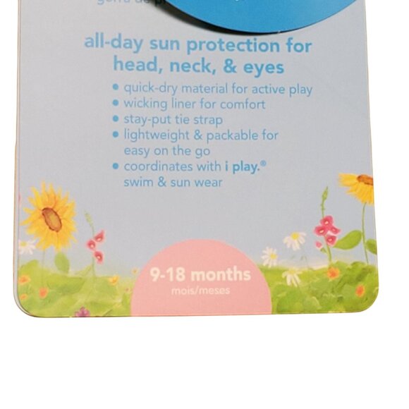 I Play Baby Bucket Sun Hat 9–18 Months Aqua Surfboard UPF 50+ - Picture 8 of 10